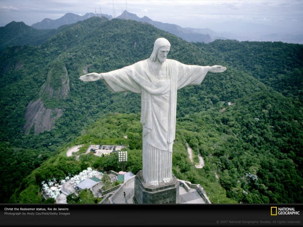 green background brazil christ redeemer